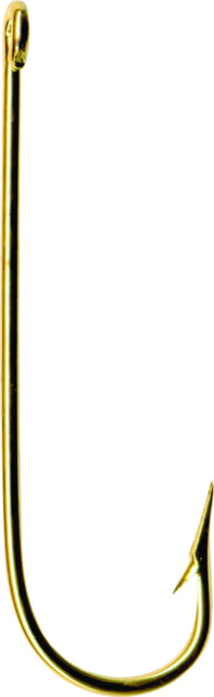 Mustad Aberdeen Hook Round Bend Light Wire Ringed Eye 24Kt Gold Size 6 10 per Pack
