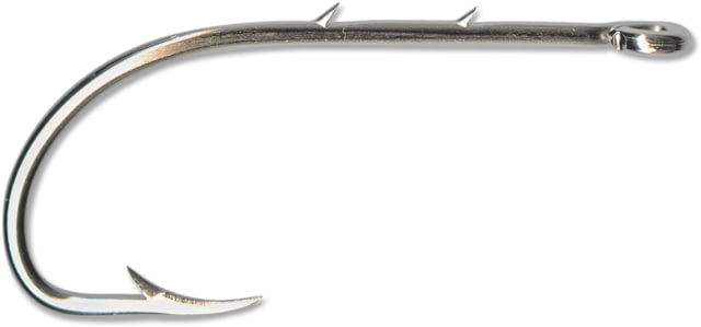 Mustad Classic Beak Hook Forged 2 Slices in 1X Long Shank Offset Ringed Eye Nickel Size 5/0 8 per Pack