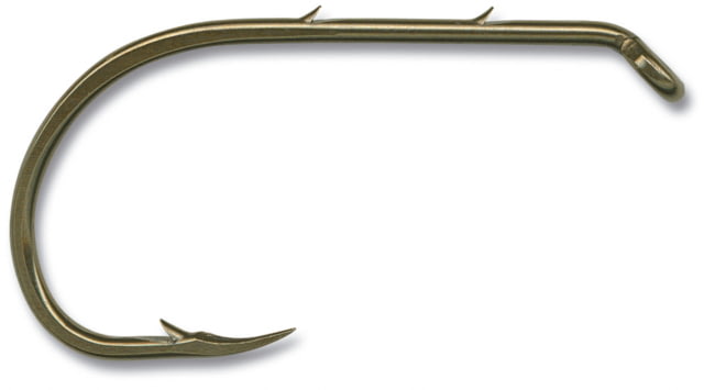 Mustad Classic Beak Hook Forged 2 Slices in Special Long Shank Offset Down Eye Bronze Size 2/0 50 per Pack