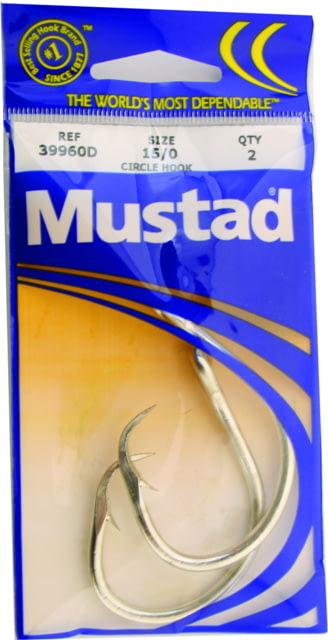 Mustad Classic Circle Hook Curved In Point 2X Strong Ringed Eye Duratin Size 15/0 2 per Pack