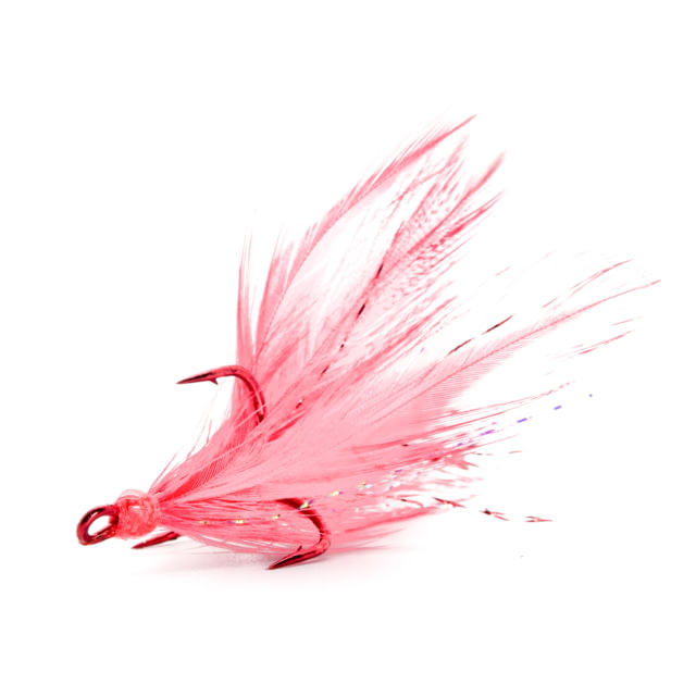 Mustad Dressed Treble Hook #2 Red Hook / Red Grizzly Feathers