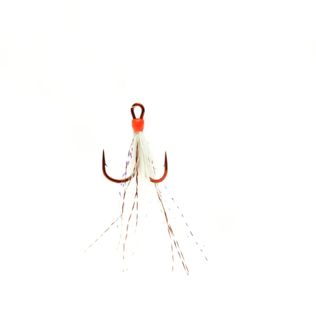Mustad Dressed Treble Hook #6 Red Hook / White Feathers