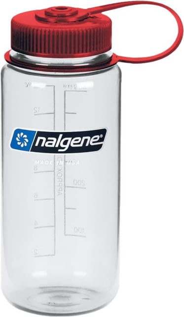 Nalgene Wide Mouth On The Fly Sustain Water Bottle 16 oz Clear with Red Cap 16oz