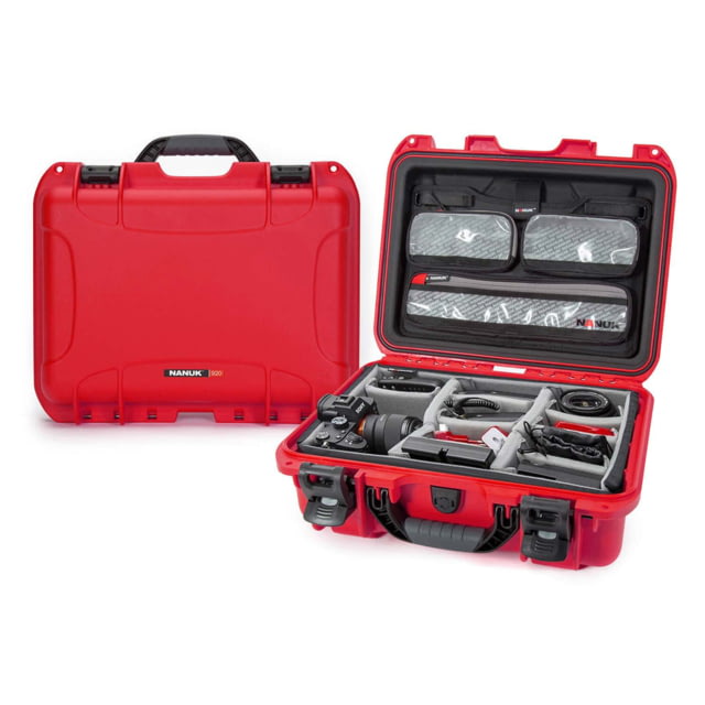 Nanuk 920 Pro Photo Camera Case Kit w/Lid Organizer / Padded Divider Red Medium