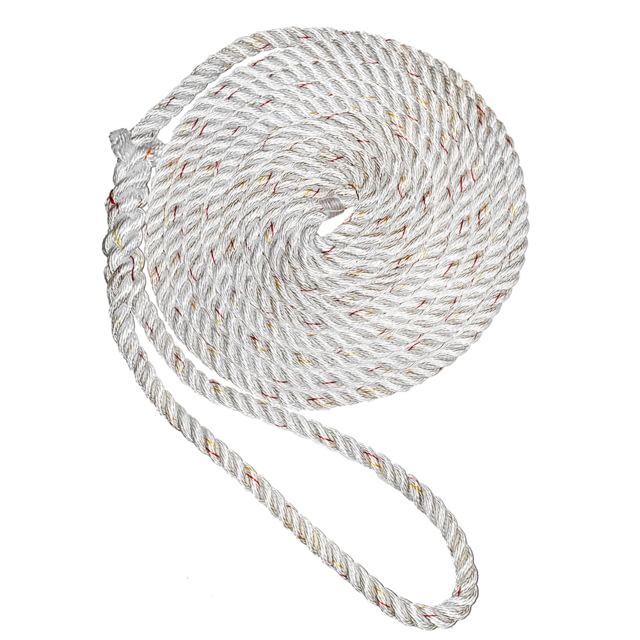 New England Ropes 3/4in Premium 3-Strand Dock Line - White w/Tracer - 50ft
