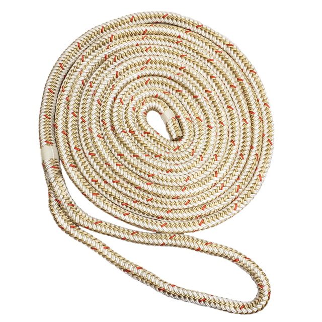 New England Ropes New England Ropes 5/8in Double Braid Dock Line - White/Gold w/Tracer - 50ft