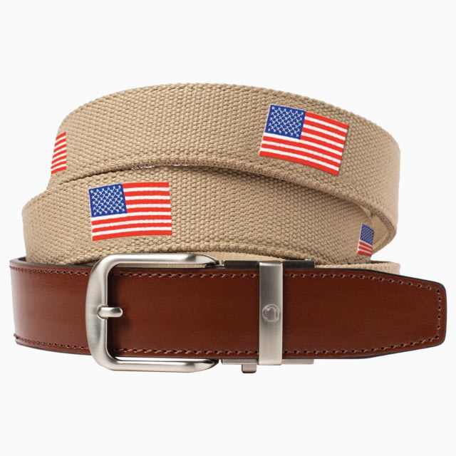 Nexbelt Nexbelt Embroidered USA Belt Tan/Blue Up to 50" Waist