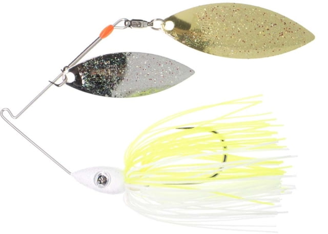 Nichols Lures Pulsator Metal Flake Double Willow Blade Spinnerbait 1/2oz 1 Piece Chartreuse/White Nickel Gold