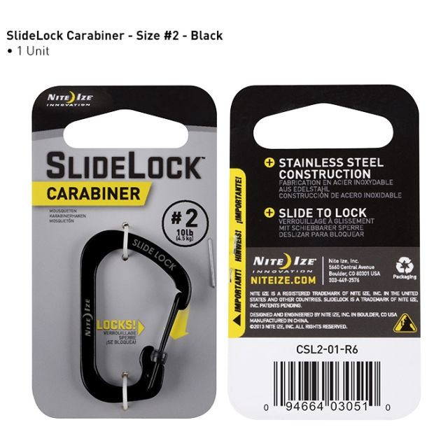 Nite Ize Carabiner SlideLock Steel Number 2 Black CSL2-01-R3