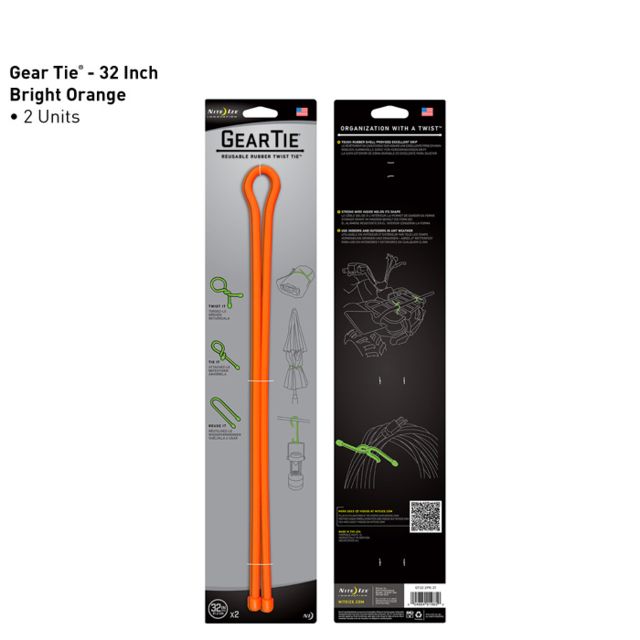 Nite Ize Gear Bendable Tie 32in - Bright Orange 2 Pack