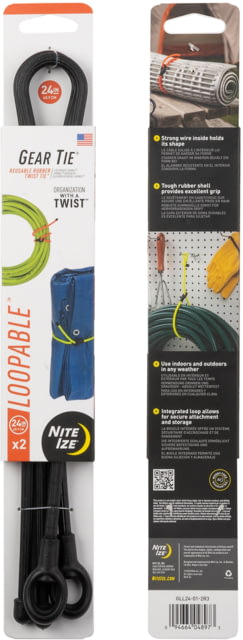 Nite Ize Loopable Twist Gear Tie 18 in 2 Pack Black 18"