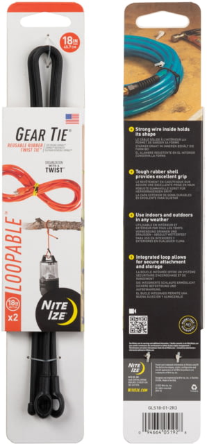 Nite Ize Loopable Twist Gear Tie 24 in 2 Pack Black