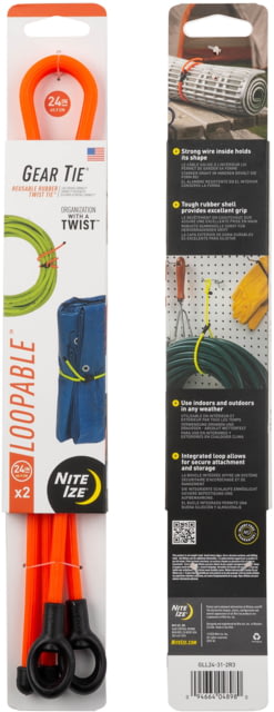 Nite Ize Loopable Twist Gear Tie 24 in 2 Pack Bright Orange