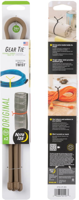 Nite Ize Reusable Rubber Twist Gear Tie 24 in 2 Pack Coyote 24"