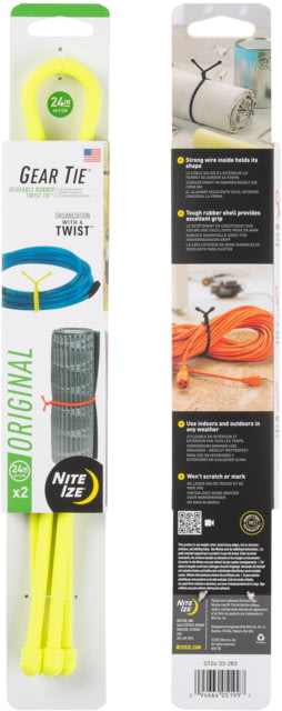 Nite Ize Reusable Rubber Twist Gear Tie 24 in 2 Pack Neon Yellow 24"