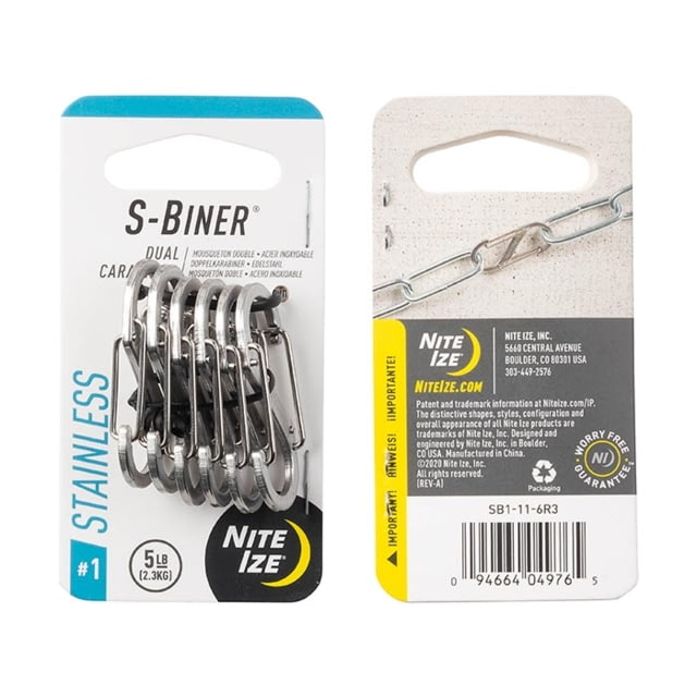 Nite Ize S-Biner Stainless Steel Dual Carabiner #1 - 6 Pack - Stainless Stainless Steel #1-6