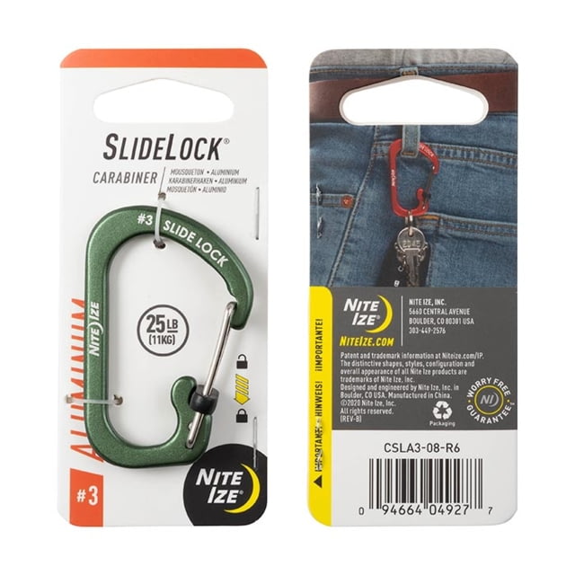 Nite Ize SlideLock Carabiner Aluminum Olive #3