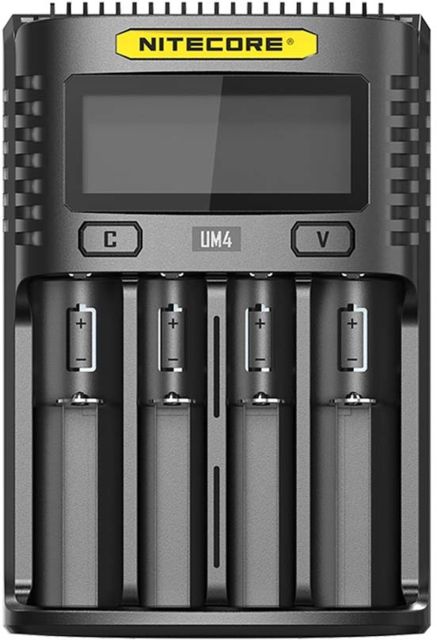 Nitecore Intelligent USB Battery Charger IMR/Li-ion/LiFePO4/NI-Cd/Ni-MH Quad Channel 3000 mA max Charge Current Black