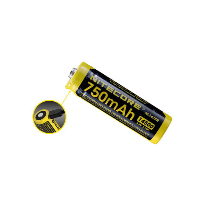 Nitecore NL1475R 750mAh USB Rechargeable 14500 Battery Yellow 6952506492404