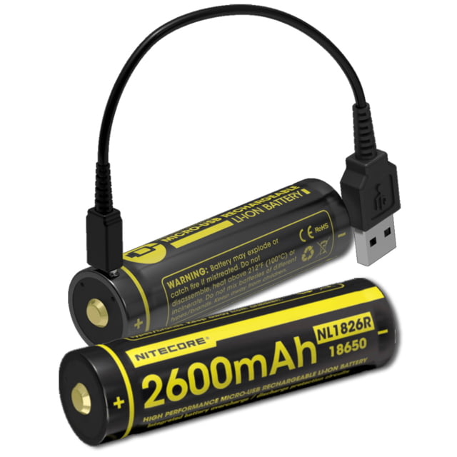 Nitecore NL1826R 2600mAh USB Rechargeable 18650 Li-ion Battery Yellow