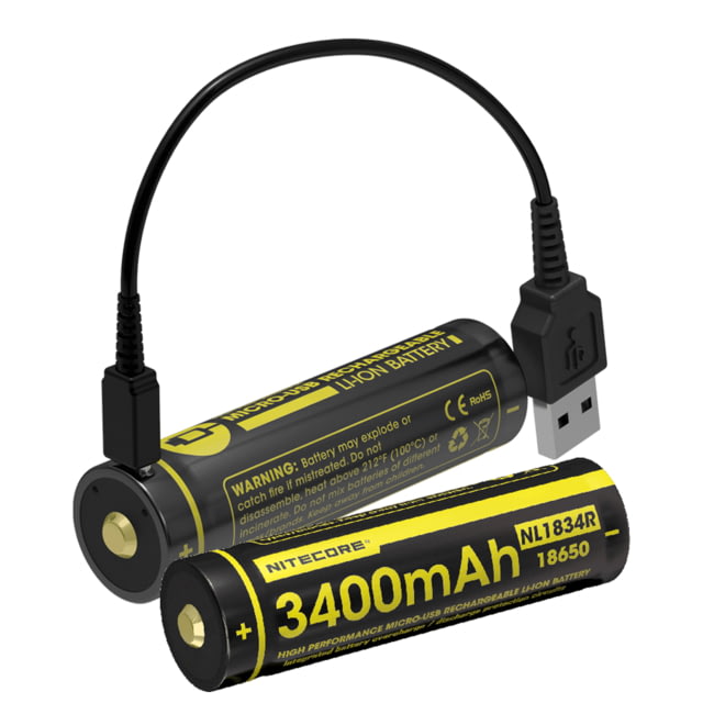Nitecore NL1834R 3400mAh USB Rechargeable 18650 Battery Yellow 6952506492305