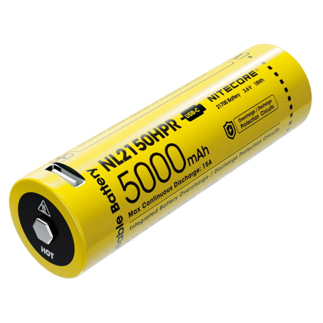 Nitecore NL2150HPR 5000mAh USB-C High Performance Rechargeable 21700 Battery Yellow 6952506493739