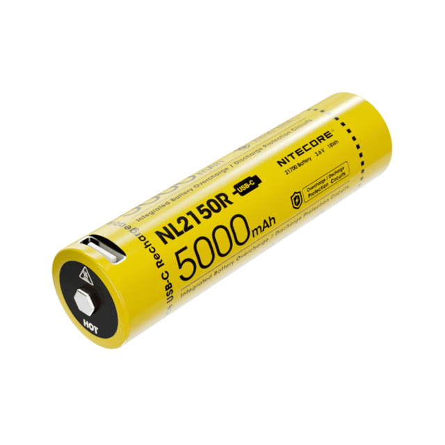 Nitecore NL2150R 21700 5000mAh USB-C Rechargeable Li-ion Battery Yellow 6952506493524