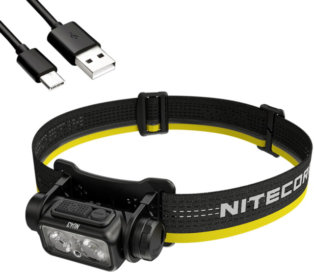 Nitecore NU43 LED Lightweight USB-C Rechargeable Headlamp 3400mAh Battery White/Red 1400 Lumens Black