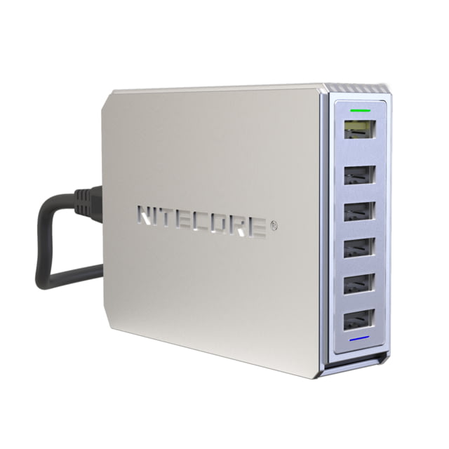 Nitecore UA66Q 6-Port 68W Quick Charge QC 3.0 2.0 USB Power Adapter Silver 6952506493081