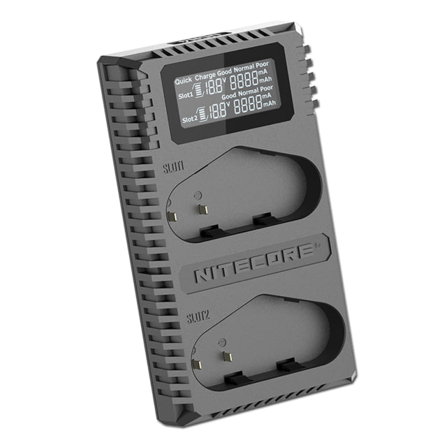 Nitecore UCN4 PRO Dual-Slot USB QuickCharge 2.0 Charger Canon LP-E4 LP-E4N Black 6952506493050