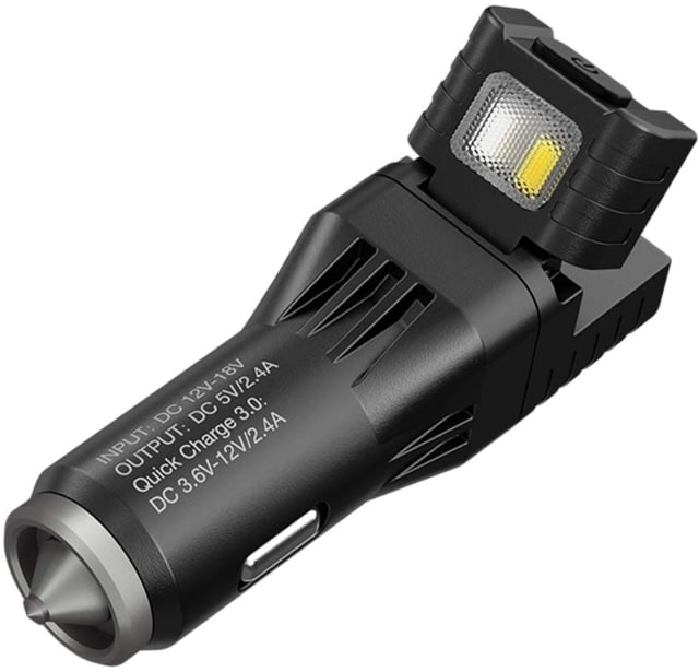 Nitecore VCL10 QuickCharge 3.0 USB Car Charger w/White & Red Flashlight White/Red 25 Lumens Black 6952506404735