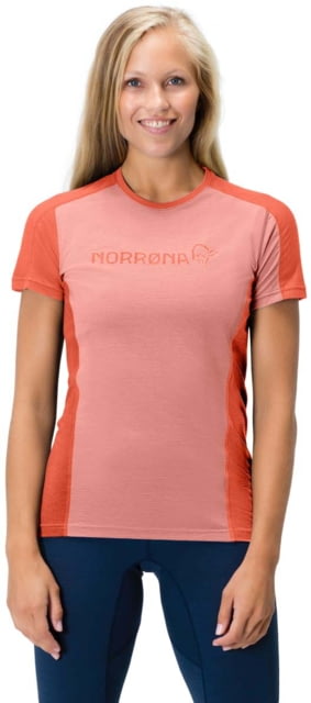 Norrona Falketind Equaliser Merino T-Shirt - Women's Peach Amber/Orange Alert Medium 1823-22 5649