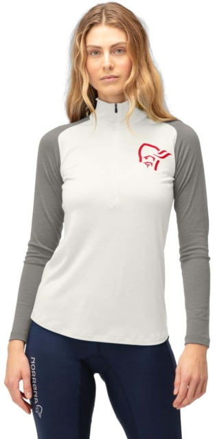 Norrona PureUll Norrona Zip Neck Shirt - Women's Snowdrop/Castor Grey Extra Small 5271-21 9942 XS