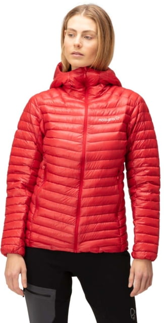 Norrona Trollveggen Superlight Down 850 Hooded Jacket - Women's True Red Medium 1621-22 1105