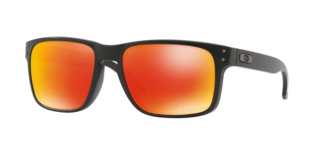 Oakley OO9102 Holbrook Sunglasses - Men's Matte Black Frame Prizm Ruby Lenses