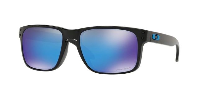 Oakley OO9102 Holbrook Sunglasses - Men's Polished Black Frame Prizm Sapphire Lenses