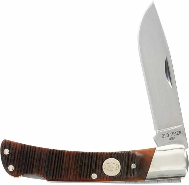 Old Timer Bruin 5OTG 2.8in Folding Knife 1095 HC Steel Blade Chestnut Bone Handle