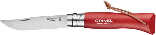Opinel Colorama Folding Knife No.8 3.35in w/ Virobloc 12C27 Sandvik SS Hornbeam Handle Red