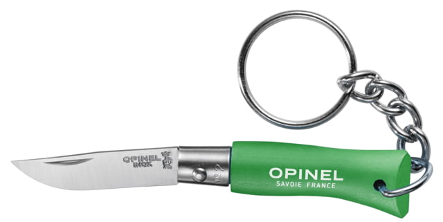 Opinel Keyring Colorama Folding Knife No.2 1.38in 12C27 Sandvik SS Beechwood Handle Green