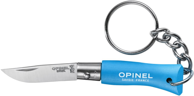 Opinel Keyring Colorama Folding Knife No.2 1.38in 12C27 Sandvik SS Beechwood Handle Sky Blue