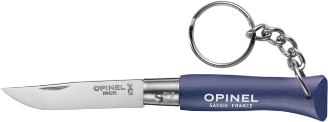Opinel Keyring Colorama Folding Knife No.4 2in 12C27 Sandvik SS Beechwood Handle Blue