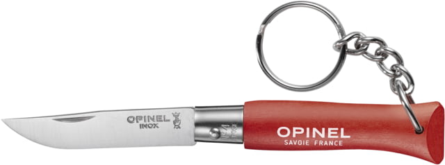 Opinel Keyring Colorama Folding Knife No.4 2in 12C27 Sandvik SS Beechwood Handle Red