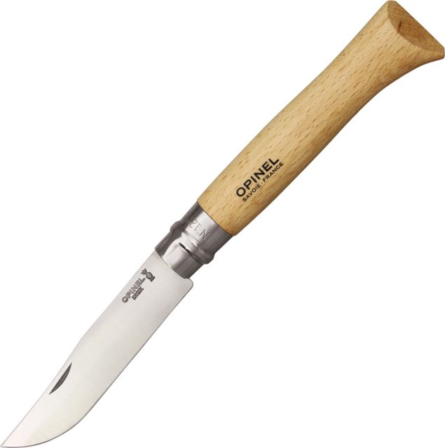 Opinel Stainless Steel Folding Knife No.12 4.75in. w/ Virobloc 12C27 Sandvik SS Beechwood Handle Wood