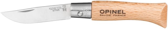 Opinel Stainless Steel Folding Knife No.3 2 1/8in. w/ Virobloc 12C27 Sandvik SS Beechwood Handle Wood