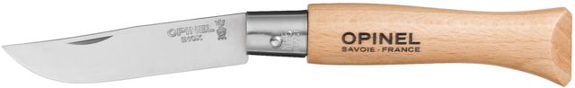 Opinel Stainless Steel Folding Knife No.5 3.25in. w/ Virobloc 12C27 Sandvik SS Beechwood Handle Wood
