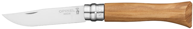 Opinel Stainless Steel Folding Knife No.6 2.75in w/ Virobloc 12C27 Sandvik SS Olive Wood Handle Olive