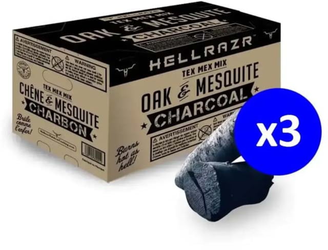OPMOD HellRazr Tex Mex Mix Oak/Mesquite Charcoal 20 lbs Box - 3 PACK