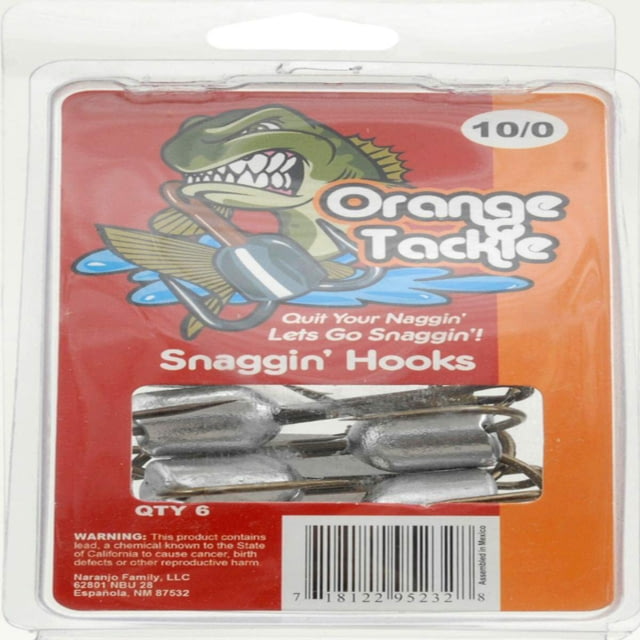 Orange Tackle Snaggin Hooks Red Size 10/0 Pack Of 6
