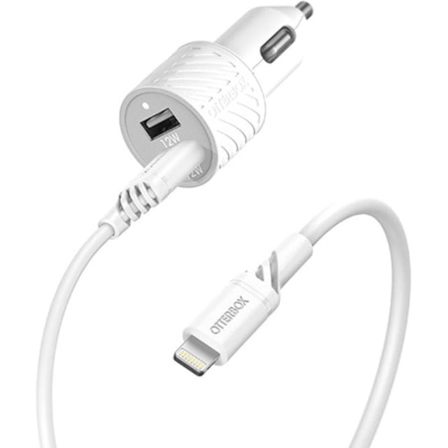 OtterBox Lightning to USB-A Car Charging Kit Standard 1m White/Nimbus Cloud