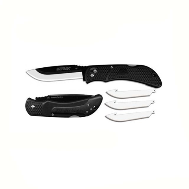 Outdoor Edge Cutlery Onyx EDC Folding Knife3.5in Japanese 420J2 Blade Black Grivory Handle3 Replacement Blades